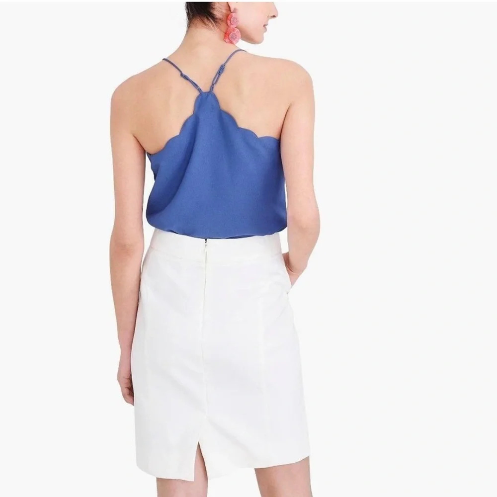J. Crew Periwinkle Blue Camisole Top with Adjustable Straps Scalloped Neckline - Picture 2 of 13